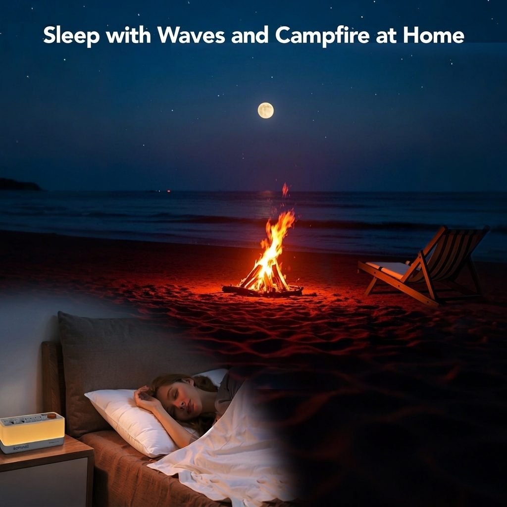 The Dream Machine, waves and bonfire at home