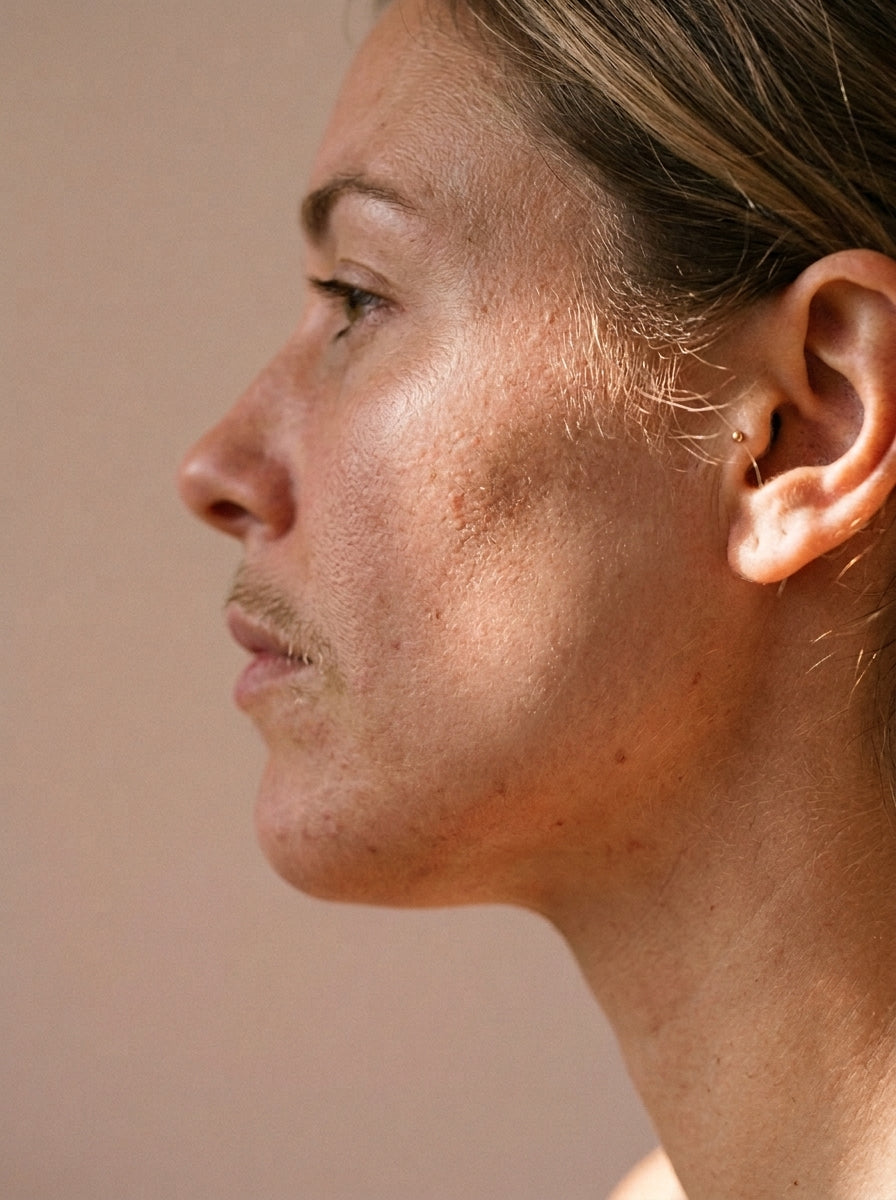 Peach fuzz removed from cheek